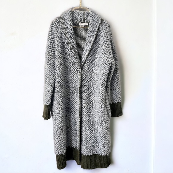 Elizabeth and James Mohair and Wool Chunky Knit Cardigan Sweater Duster Jacket - Picture 2 of 9